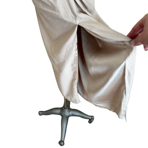 The Sei One Shoulder Midi Dress Asymmetrical Gathered Nude Tan Bone XS - Picture 8 of 14